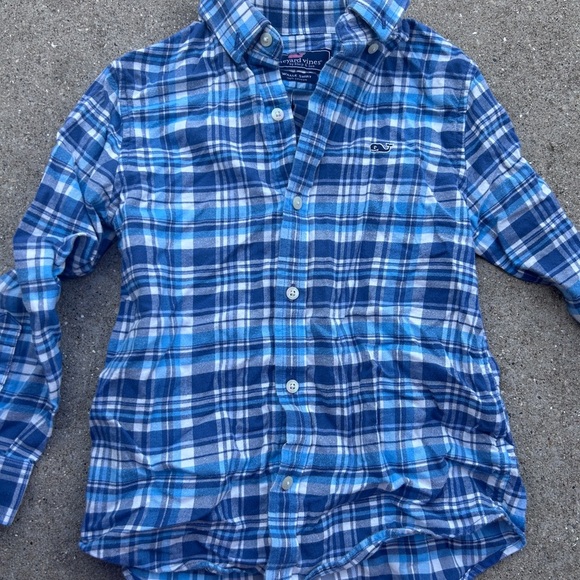 Vineyard Vines Kids Checkered Blue Shirt - Picture 1 of 3
